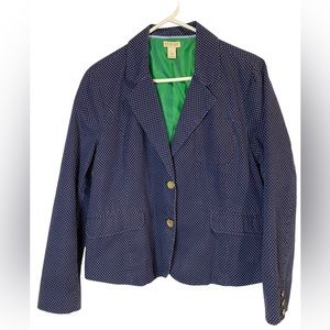 US Polo Assn. Navy Polka Dot Blazer W/‎ Gold Buttons Green Lining Size L Office